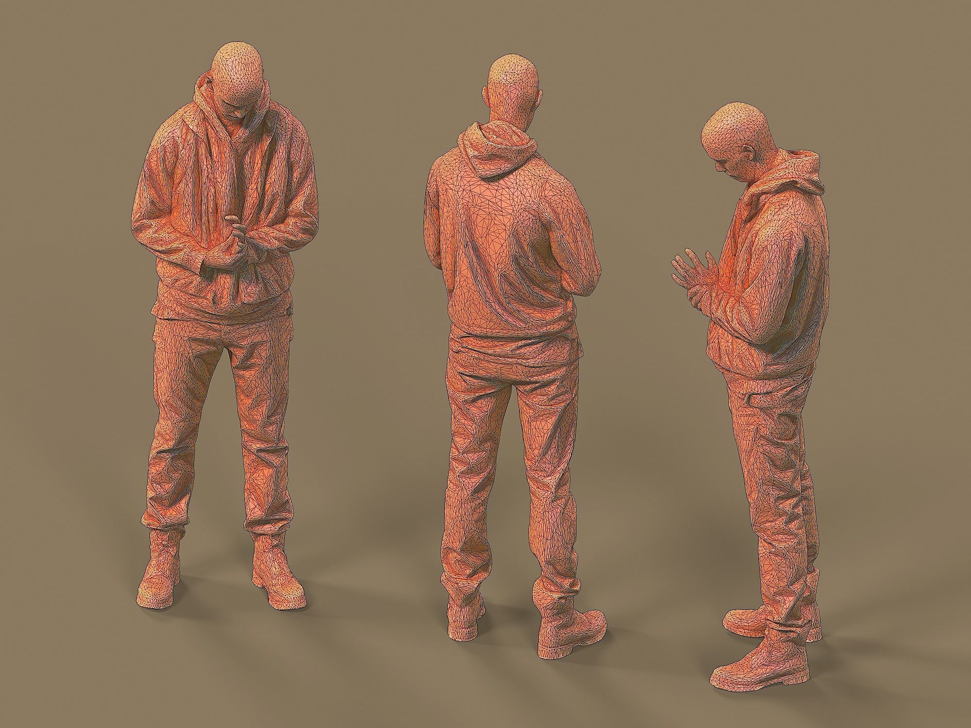 Tall Guy in Orange Hoodie 3D model_7