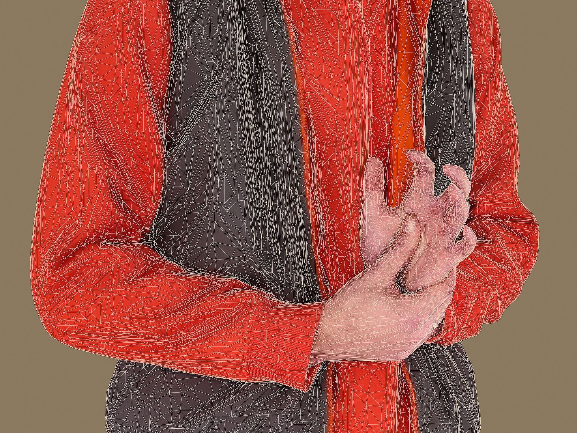 Tall Guy in Orange Hoodie 3D model_9