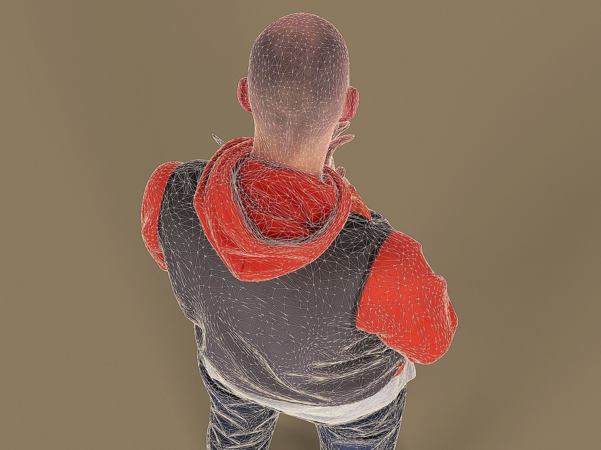 Tall Guy in Orange Hoodie 3D model_11