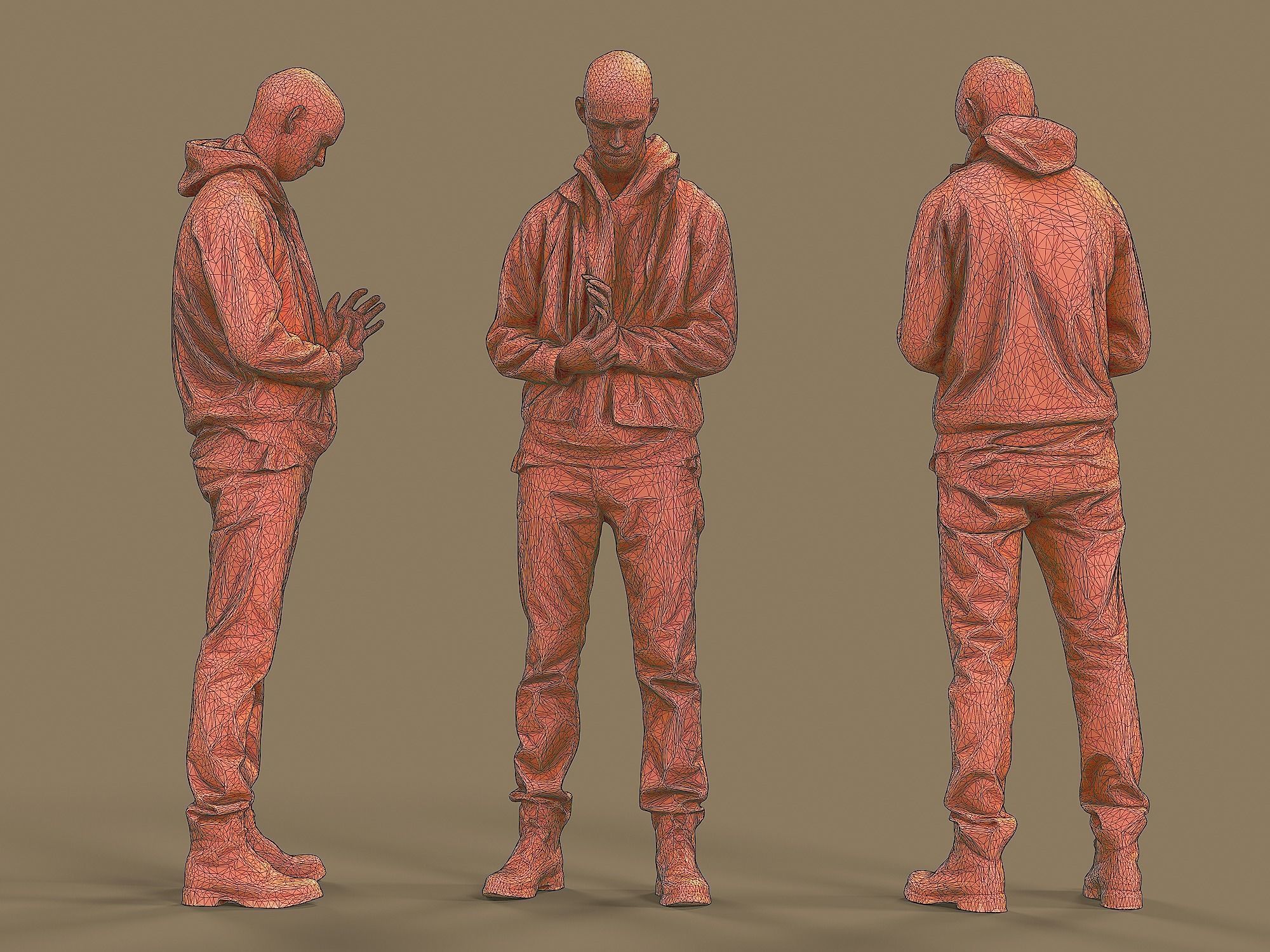 Tall Guy in Orange Hoodie 3D model_3