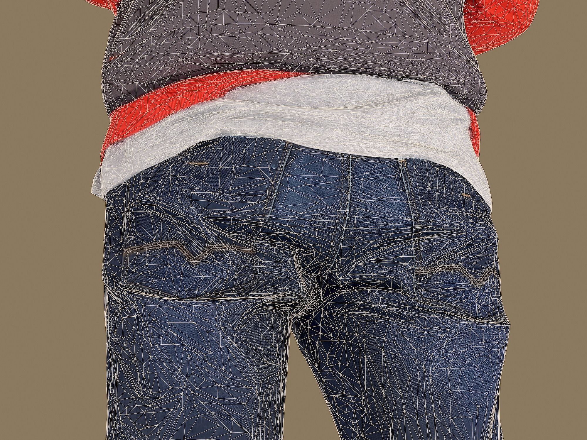 Tall Guy in Orange Hoodie 3D model_10