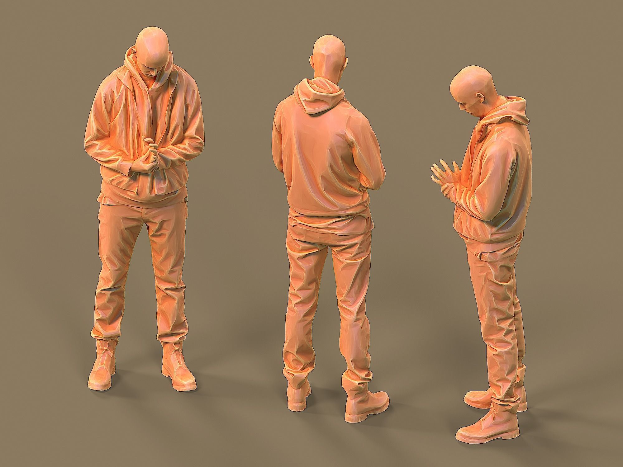 Tall Guy in Orange Hoodie 3D model_6