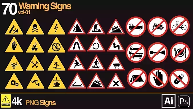 70 WARNING SIGN DECALS