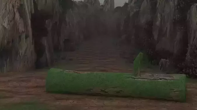 3d scene log in middle of mountain Free 3D model