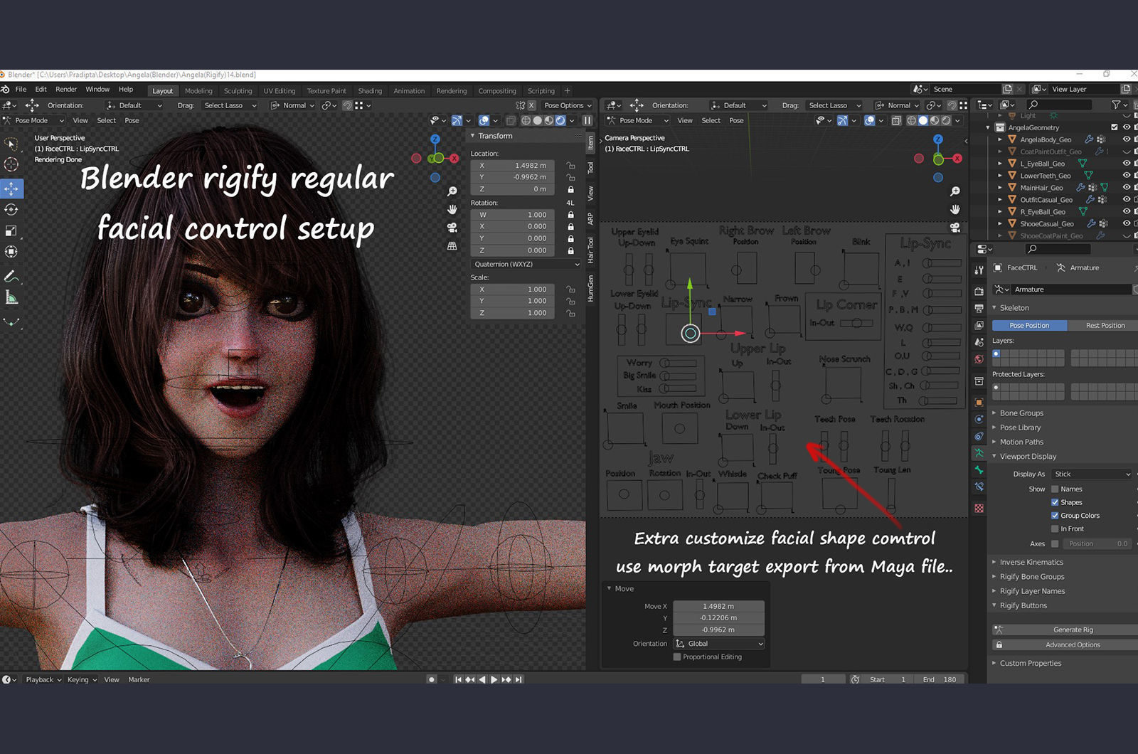 Angela Cartoon Girl Outfit 2 Low-poly 3D model_30