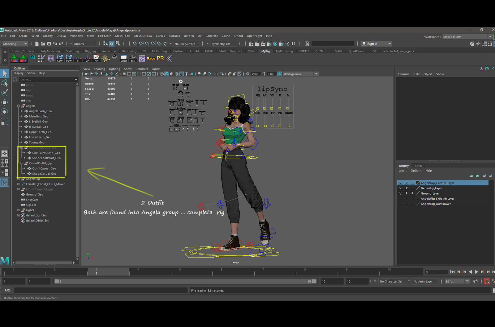Angela Cartoon Girl Outfit 2 Low-poly 3D model_28