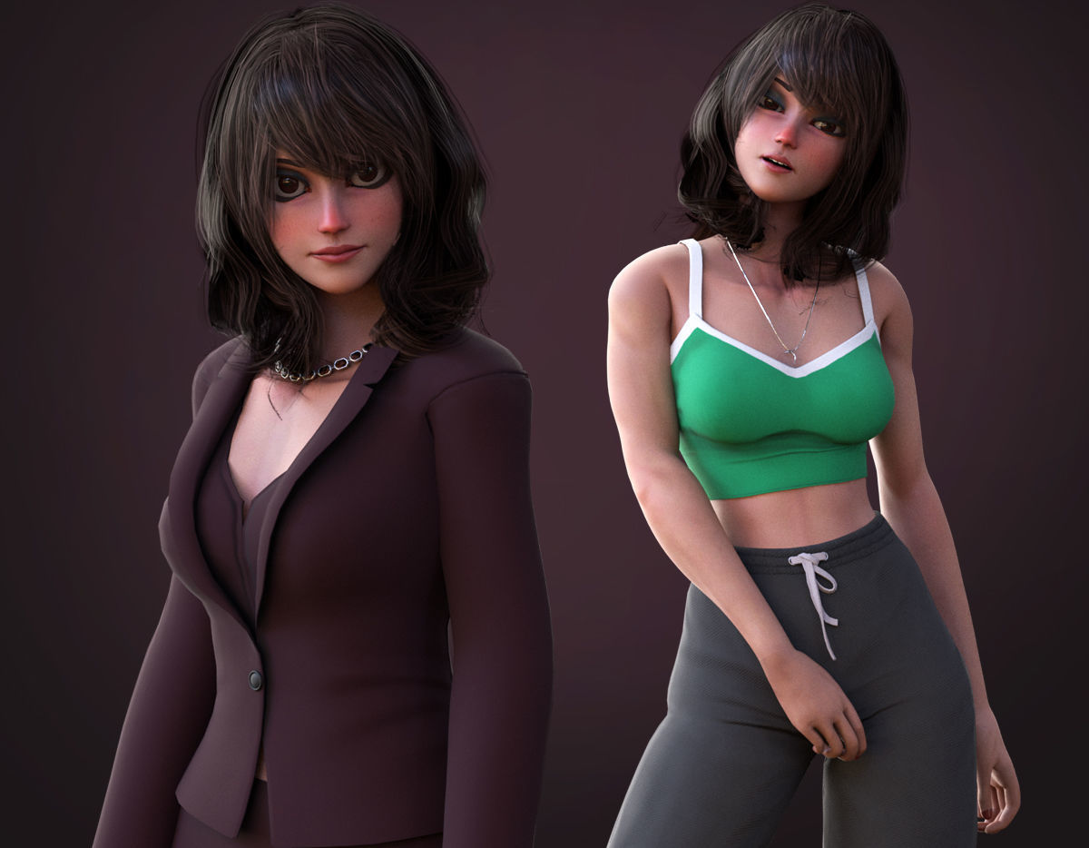 Angela Cartoon Girl Outfit 2 Low-poly 3D model_33