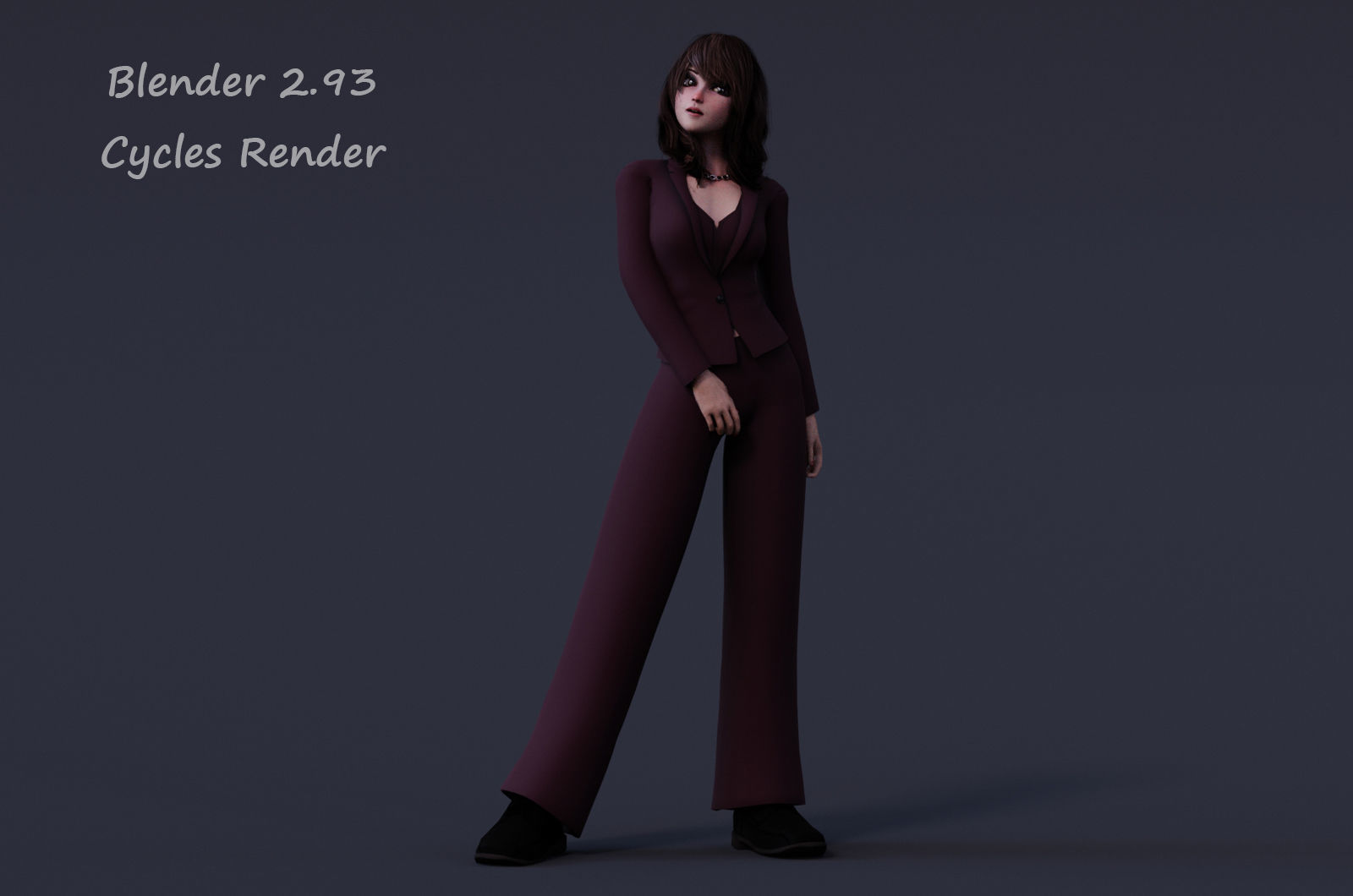 Angela Cartoon Girl Outfit 2 Low-poly 3D model_10