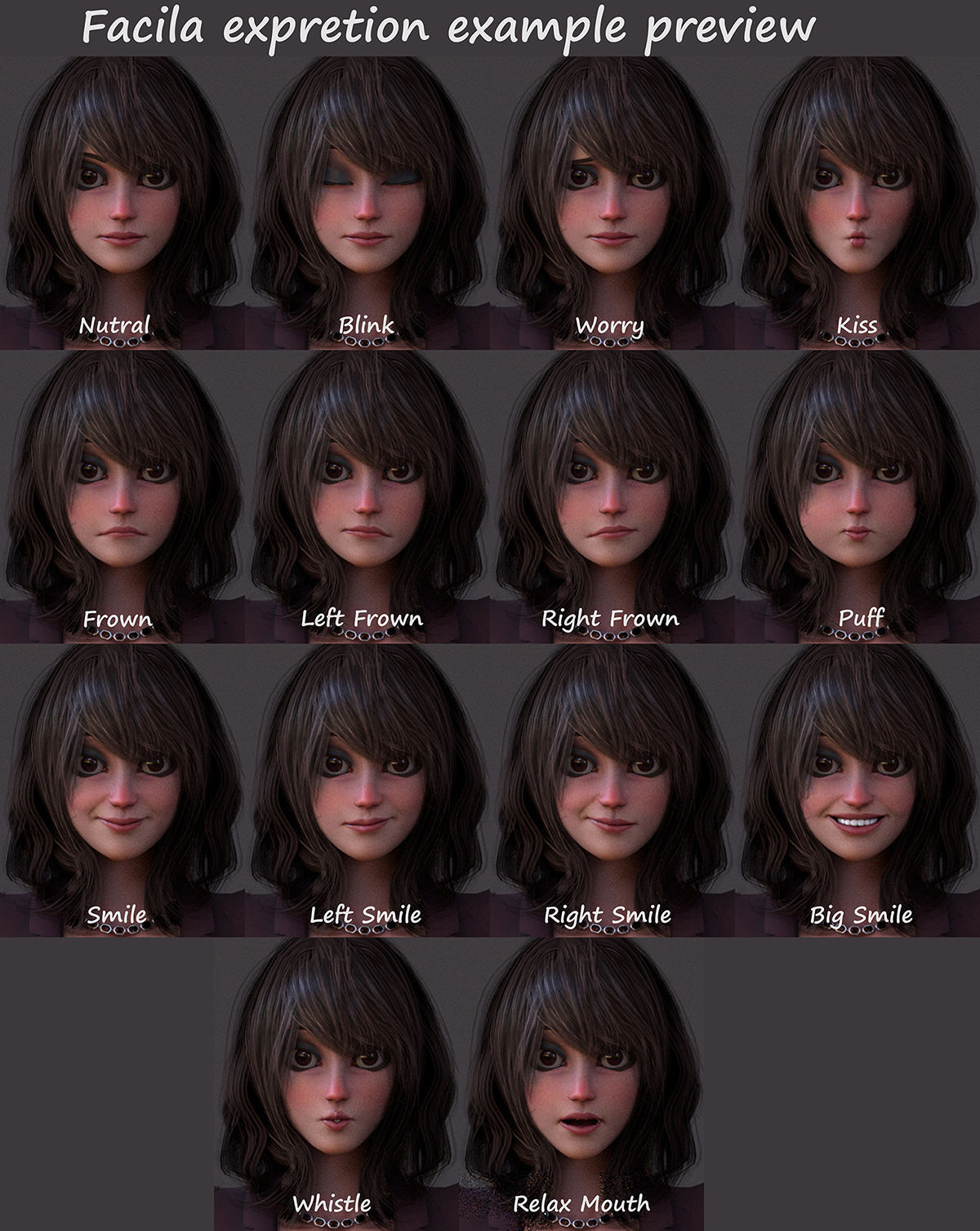 Angela Cartoon Girl Outfit 2 Low-poly 3D model_15