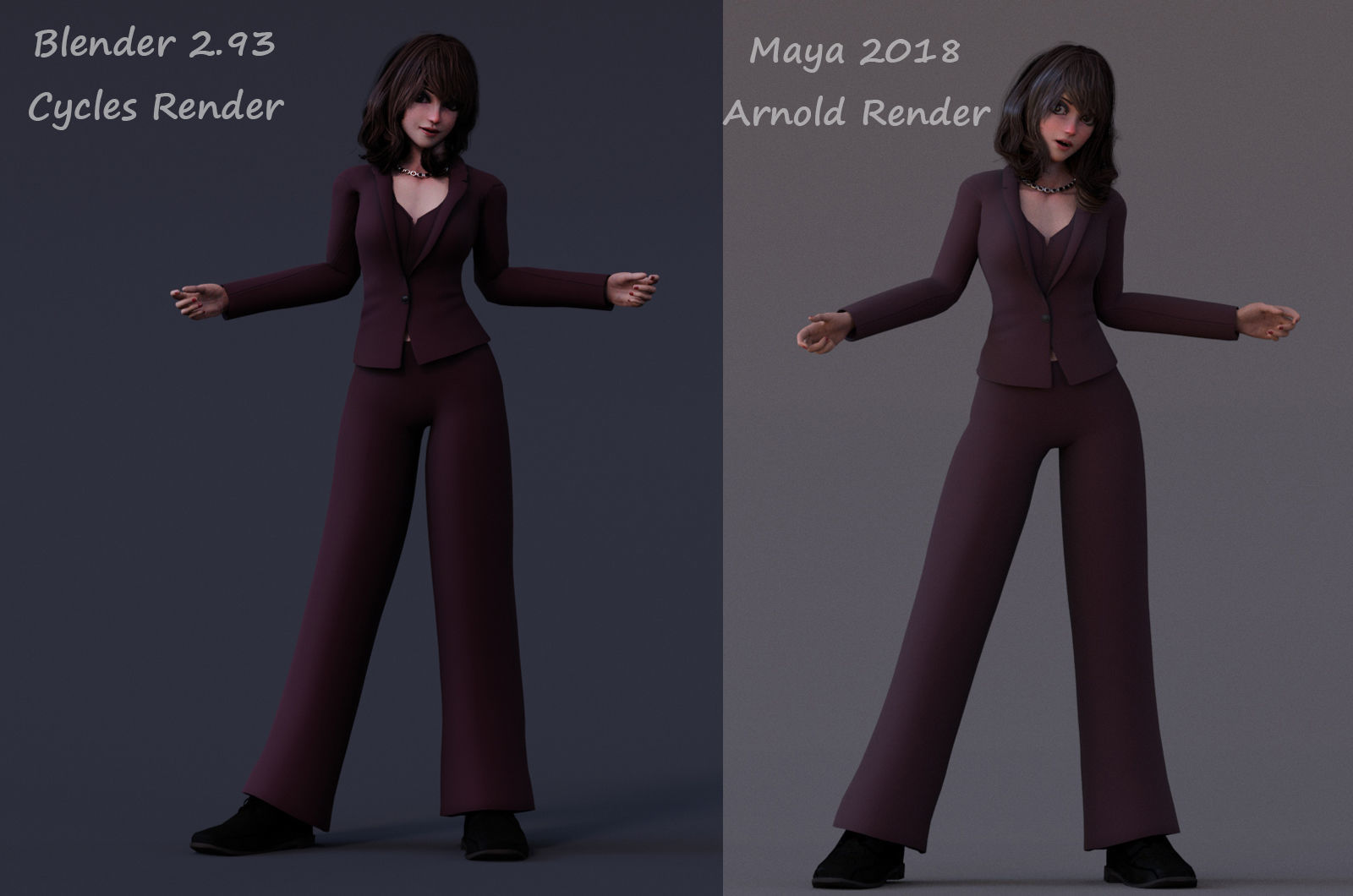 Angela Cartoon Girl Outfit 2 Low-poly 3D model_14