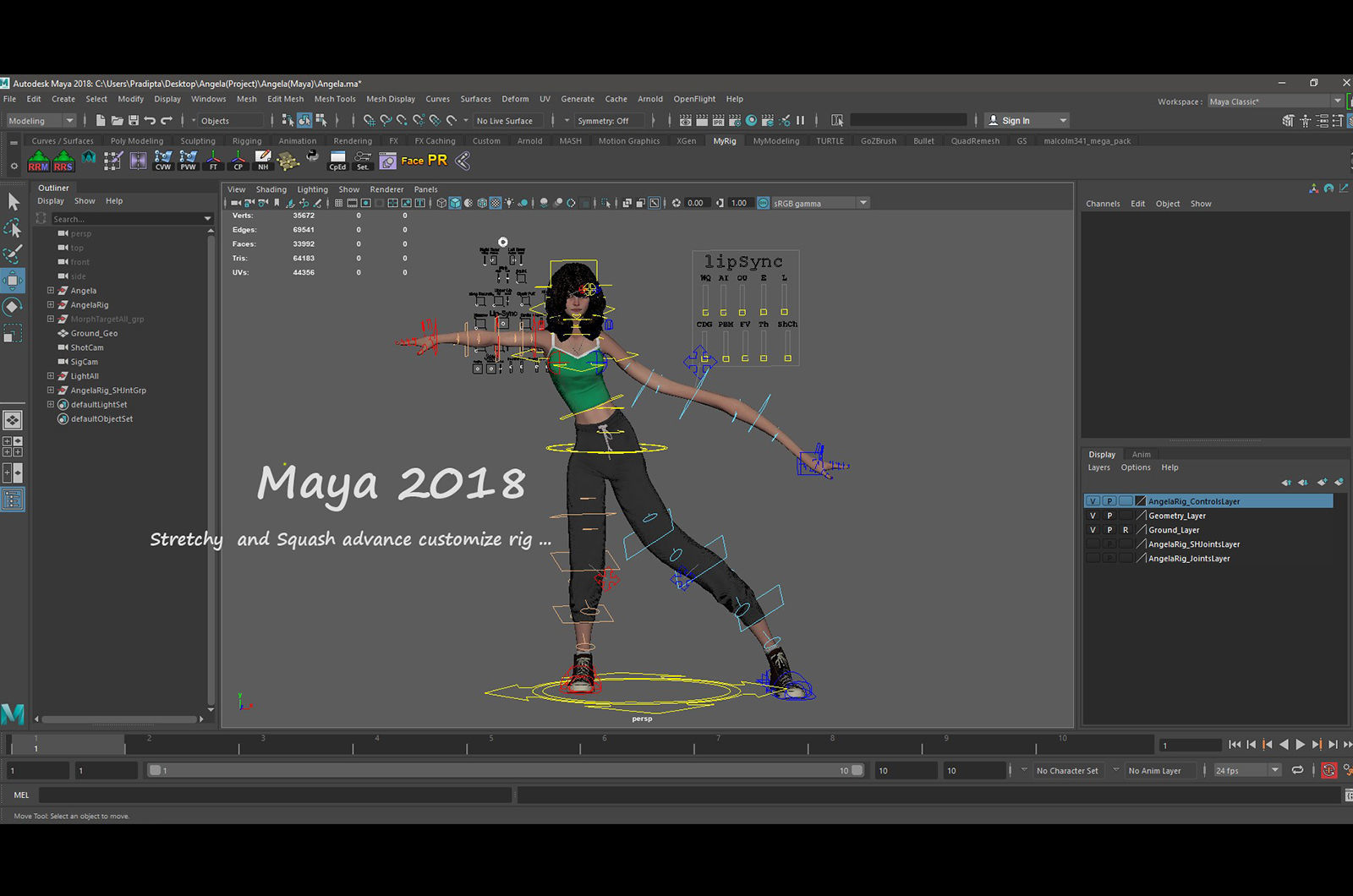Angela Cartoon Girl Outfit 2 Low-poly 3D model_27