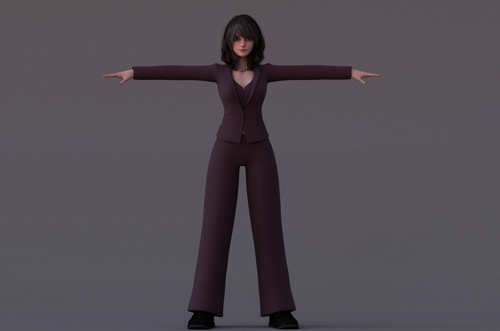 Angela Cartoon Girl Outfit 2 Low-poly 3D model_7