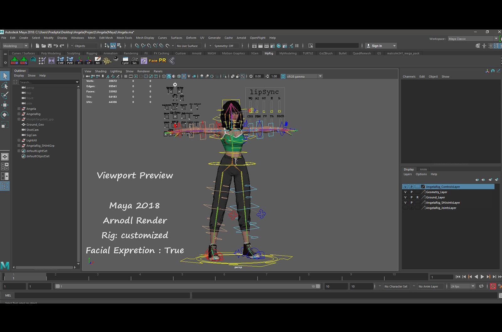 Angela Cartoon Girl Outfit 2 Low-poly 3D model_25
