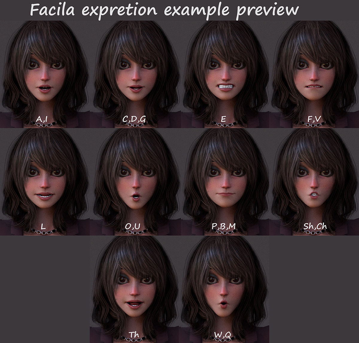 Angela Cartoon Girl Outfit 2 Low-poly 3D model_16