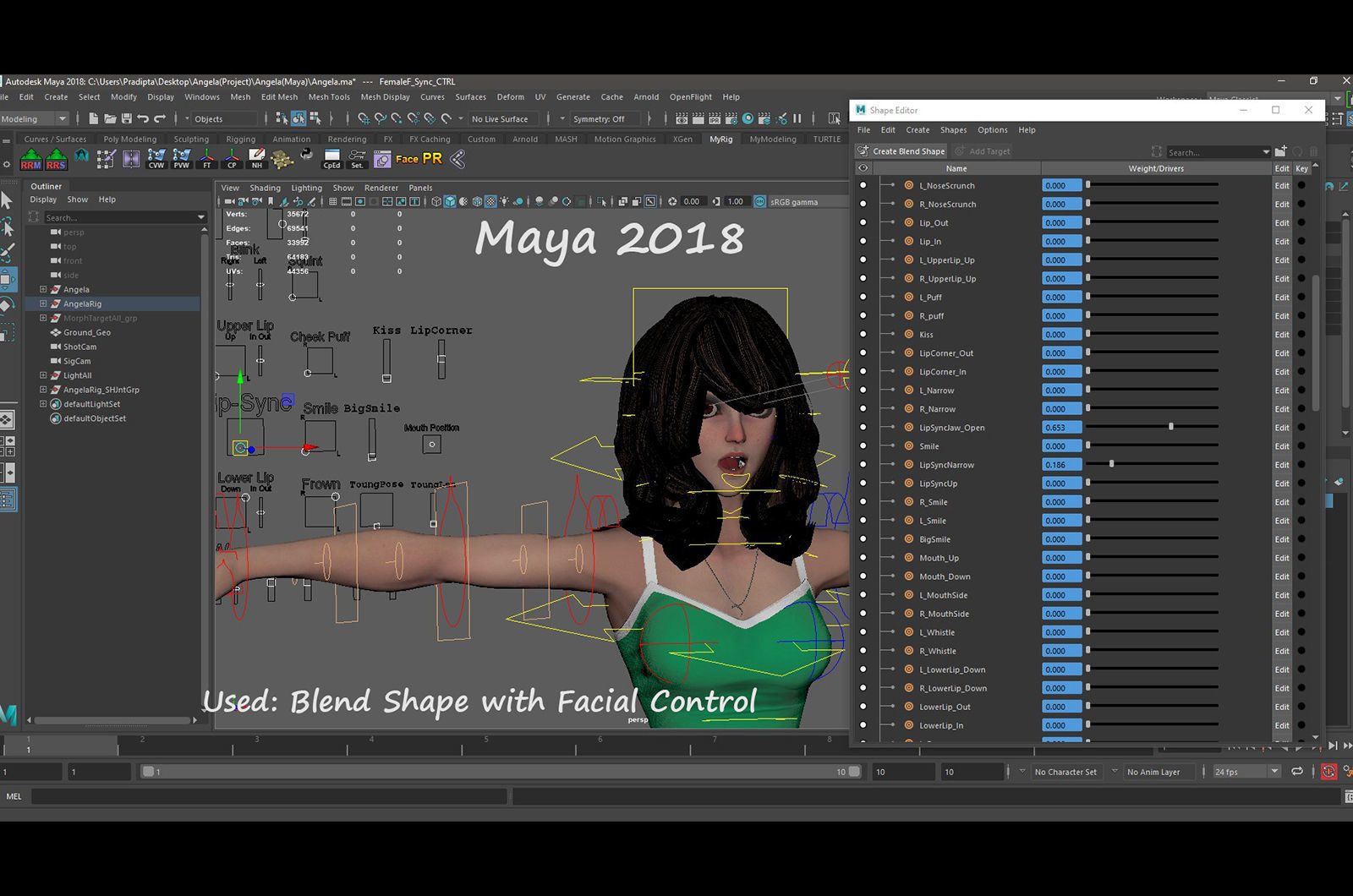 Angela Cartoon Girl Outfit 2 Low-poly 3D model_29