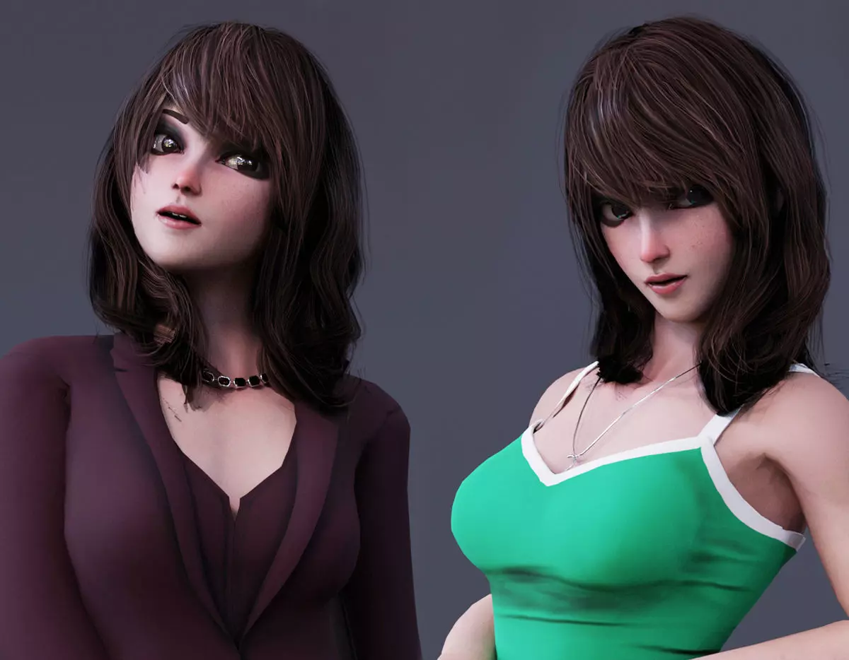 Angela Cartoon Girl Outfit 2 Low-poly 3D model_0