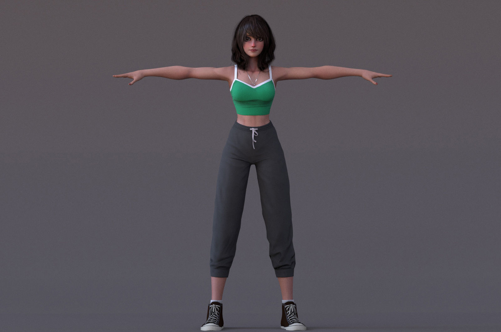 Angela Cartoon Girl Outfit 2 Low-poly 3D model_6