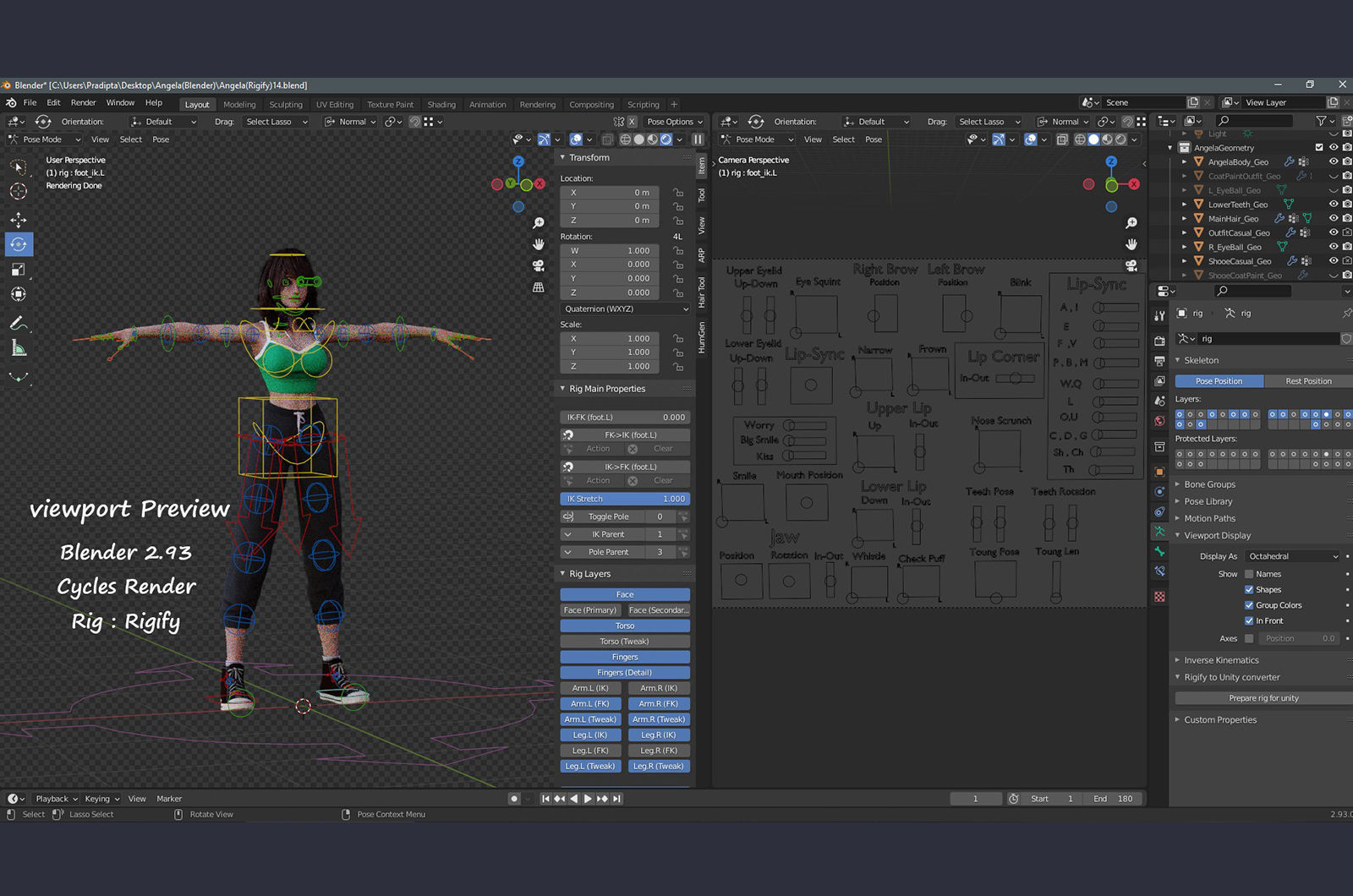 Angela Cartoon Girl Outfit 2 Low-poly 3D model_26