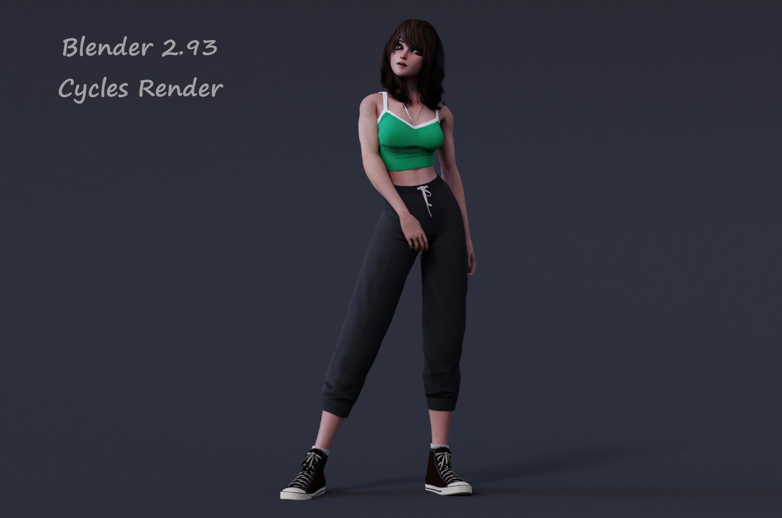 Angela Cartoon Girl Outfit 2 Low-poly 3D model_12