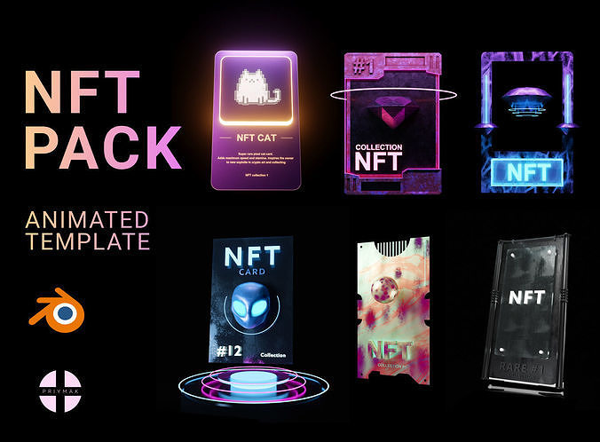 NFT PACK animated templates for Blender with textures 3D model