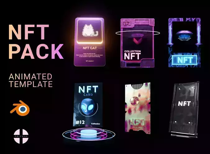 NFT PACK animated templates for Blender with textures 3D model