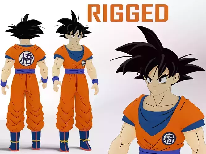 Goku RIGGED Dragon Ball Z Character NEW UPDATED Legacy FREE Low-poly 3D model
