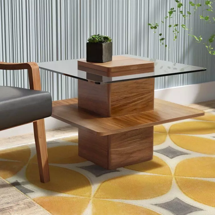 Abdallah Glass Floor Shelf End Table Free 3D model