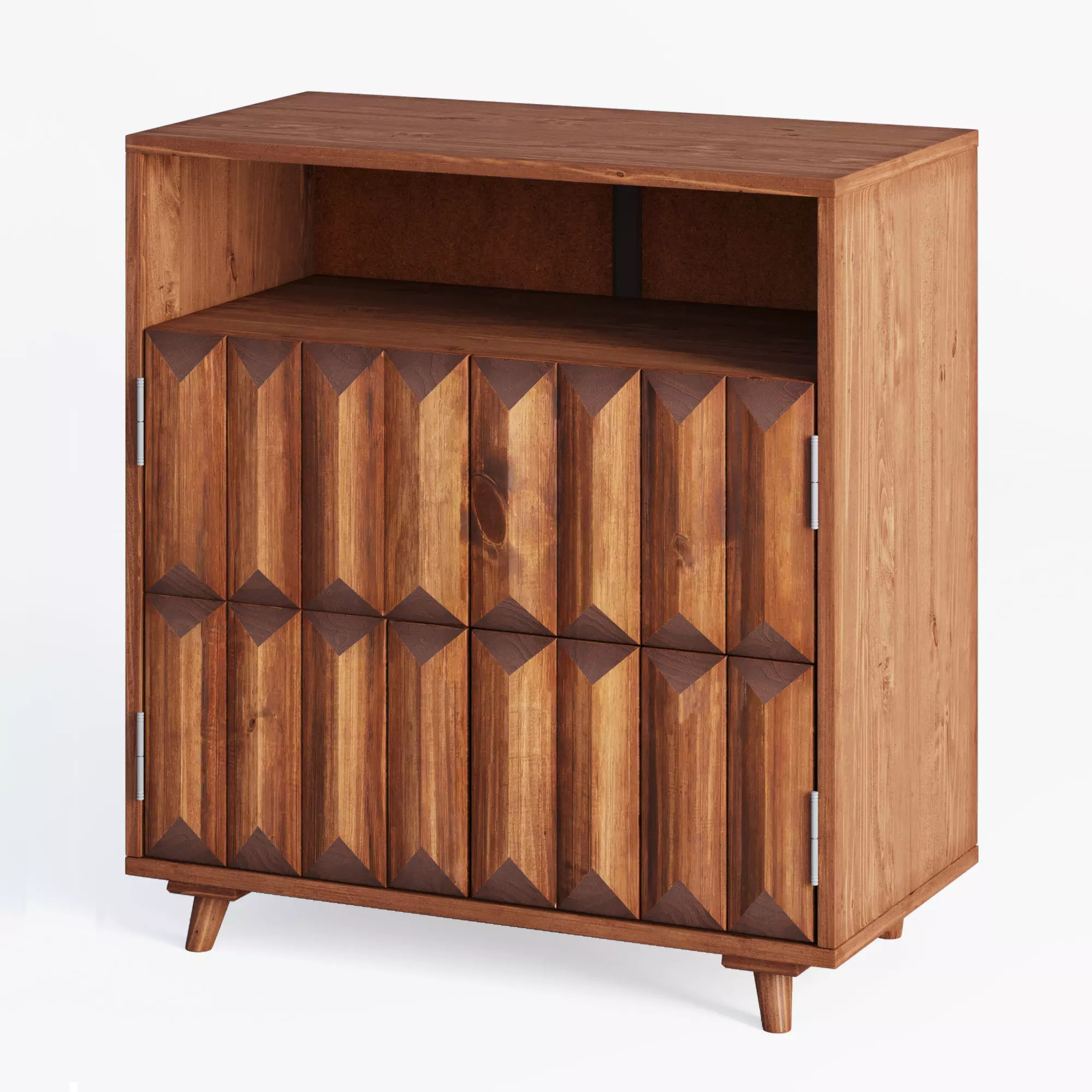 Table wooden cabinet with geometric design 3D model_0