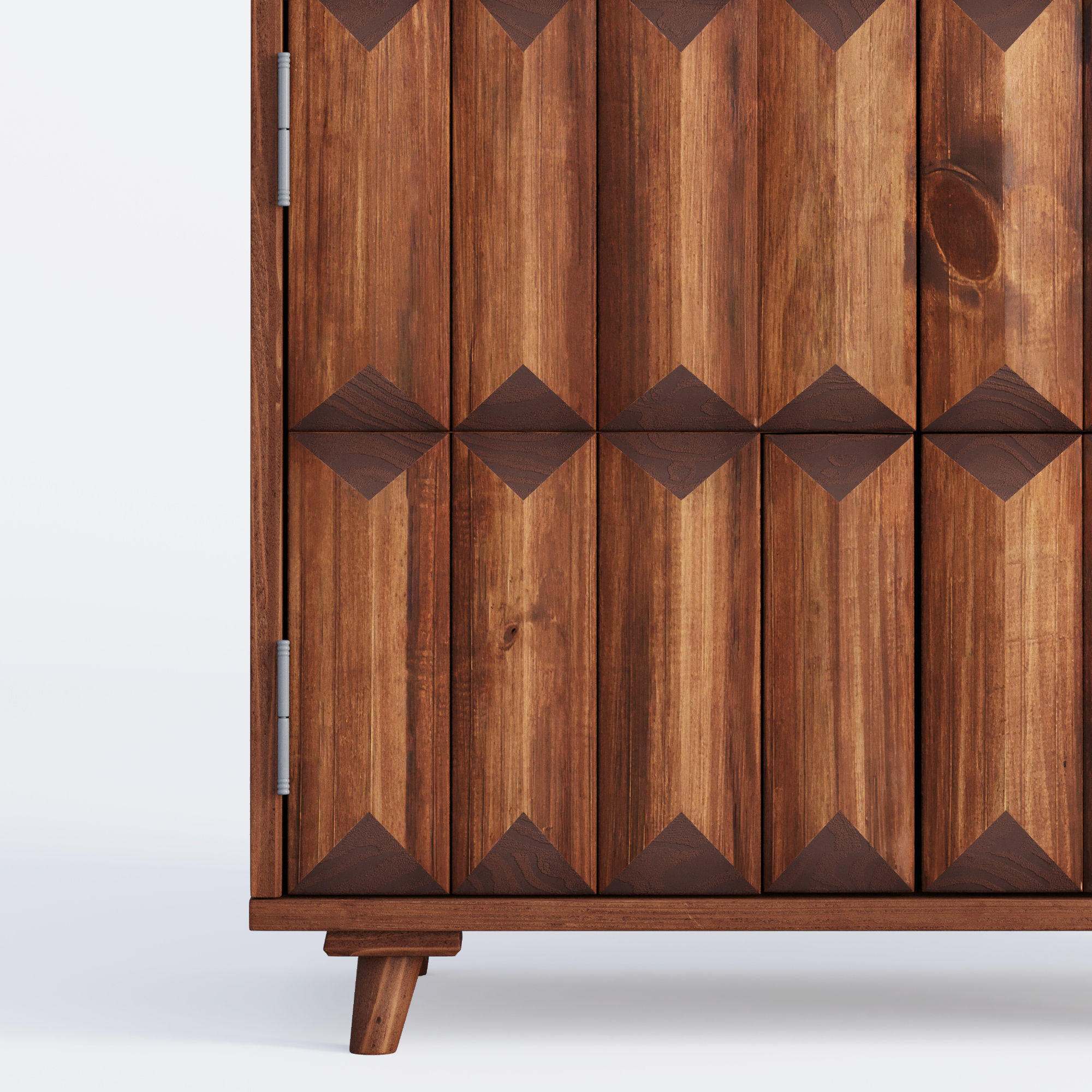 Table wooden cabinet with geometric design 3D model_3