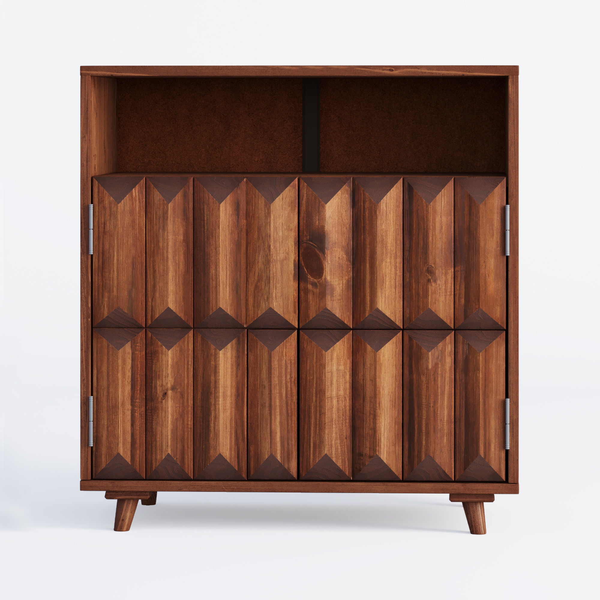 Table wooden cabinet with geometric design 3D model_1