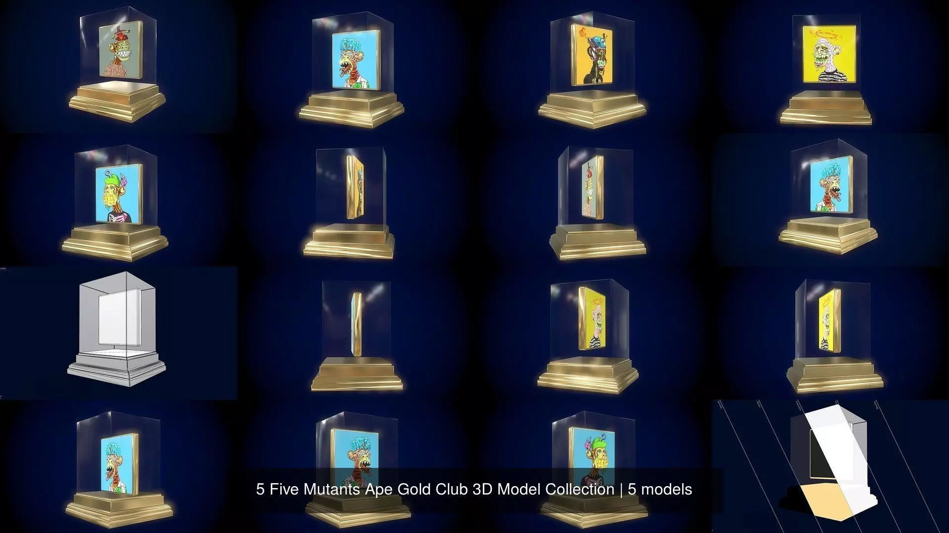 5 Five Mutants Ape Gold Club 3D Model Collection _0