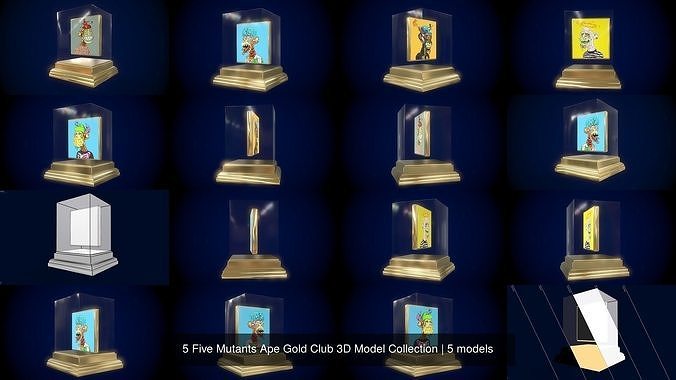5 Five Mutants Ape Gold Club 3D Model Collection 
