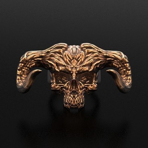 Demon Skull Ring STL 3D print model