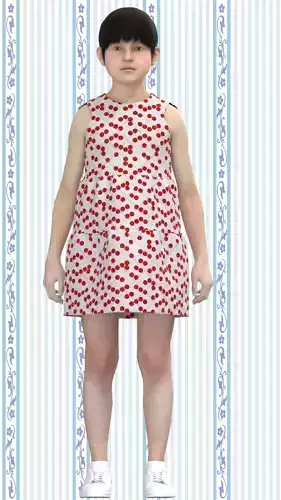 Kid Girls Dress Low-poly 3D model