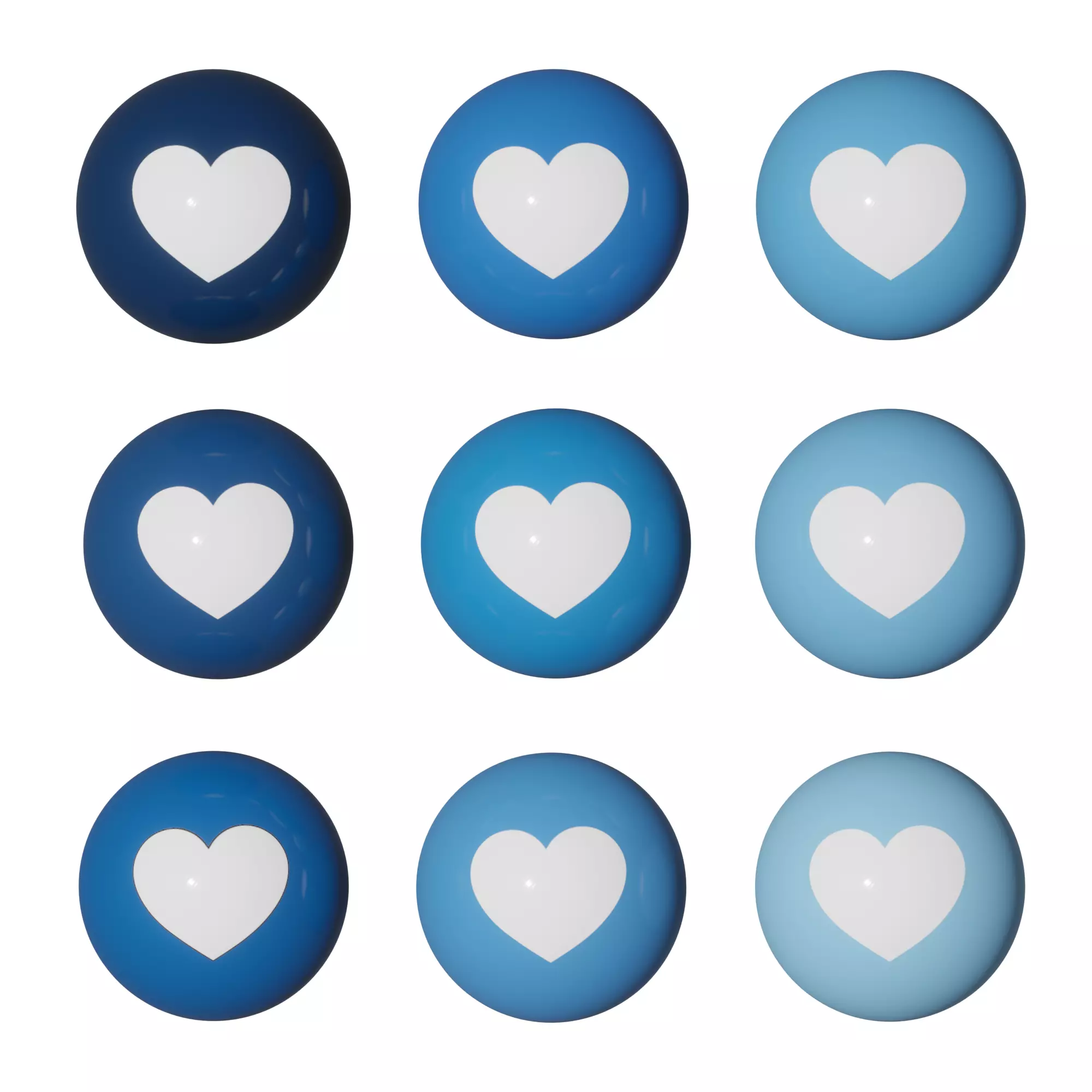 Navy Blue Love Icon Pack Low-poly 3D model_0