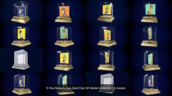 5 Five Mutants Ape Gold Club 3D Model Collection 