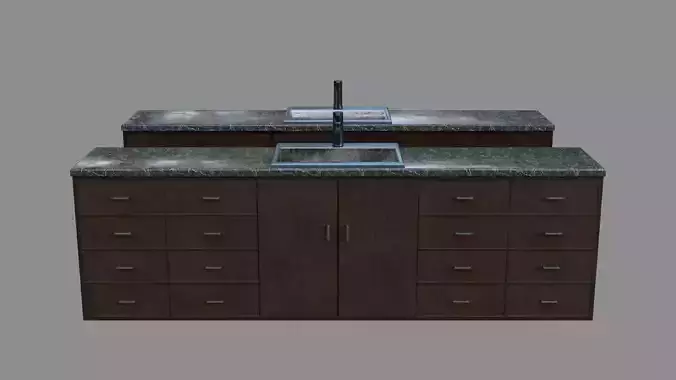 Sink with Cabinet - Low and High poly