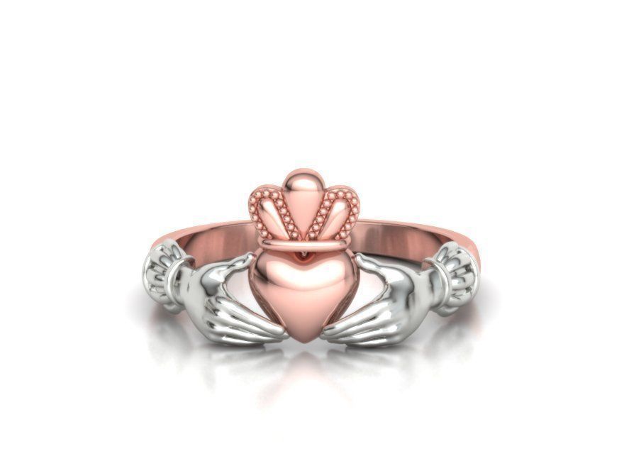 Claddagh Ring TwoTone 6US Friendship Ring  3D print model_3