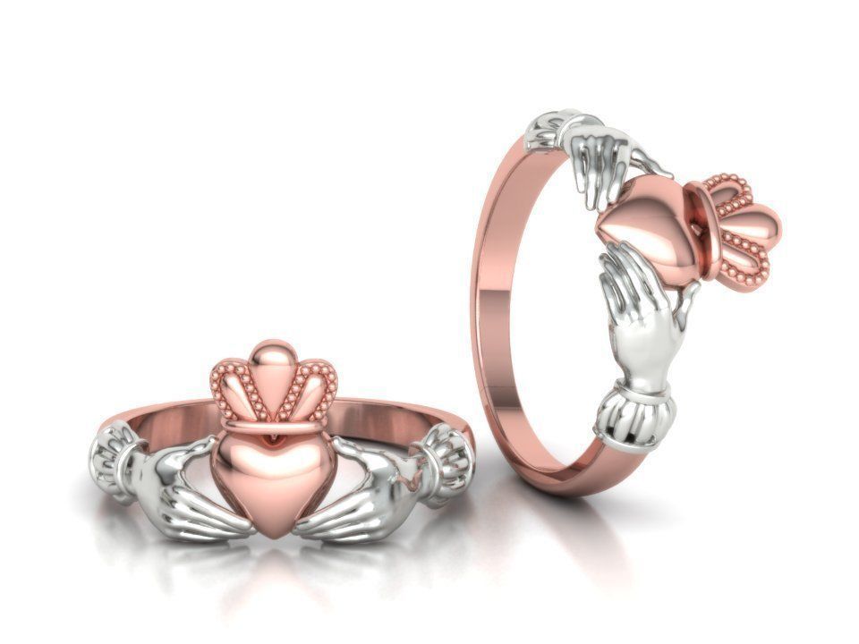 Claddagh Ring TwoTone 6US Friendship Ring  3D print model_16