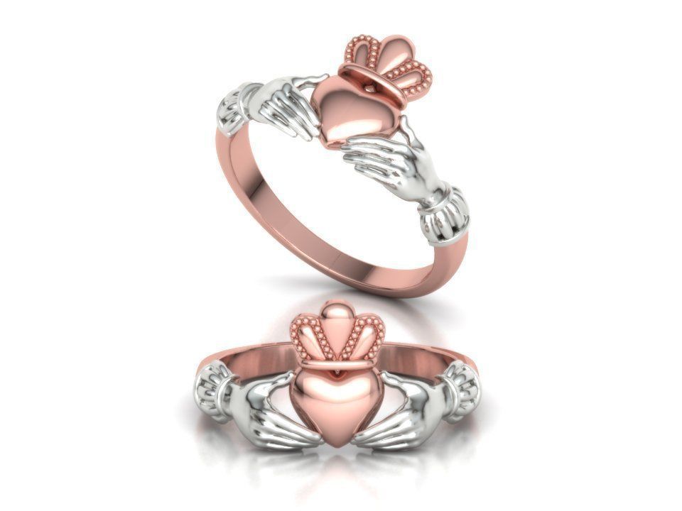 Claddagh Ring TwoTone 6US Friendship Ring  3D print model_10