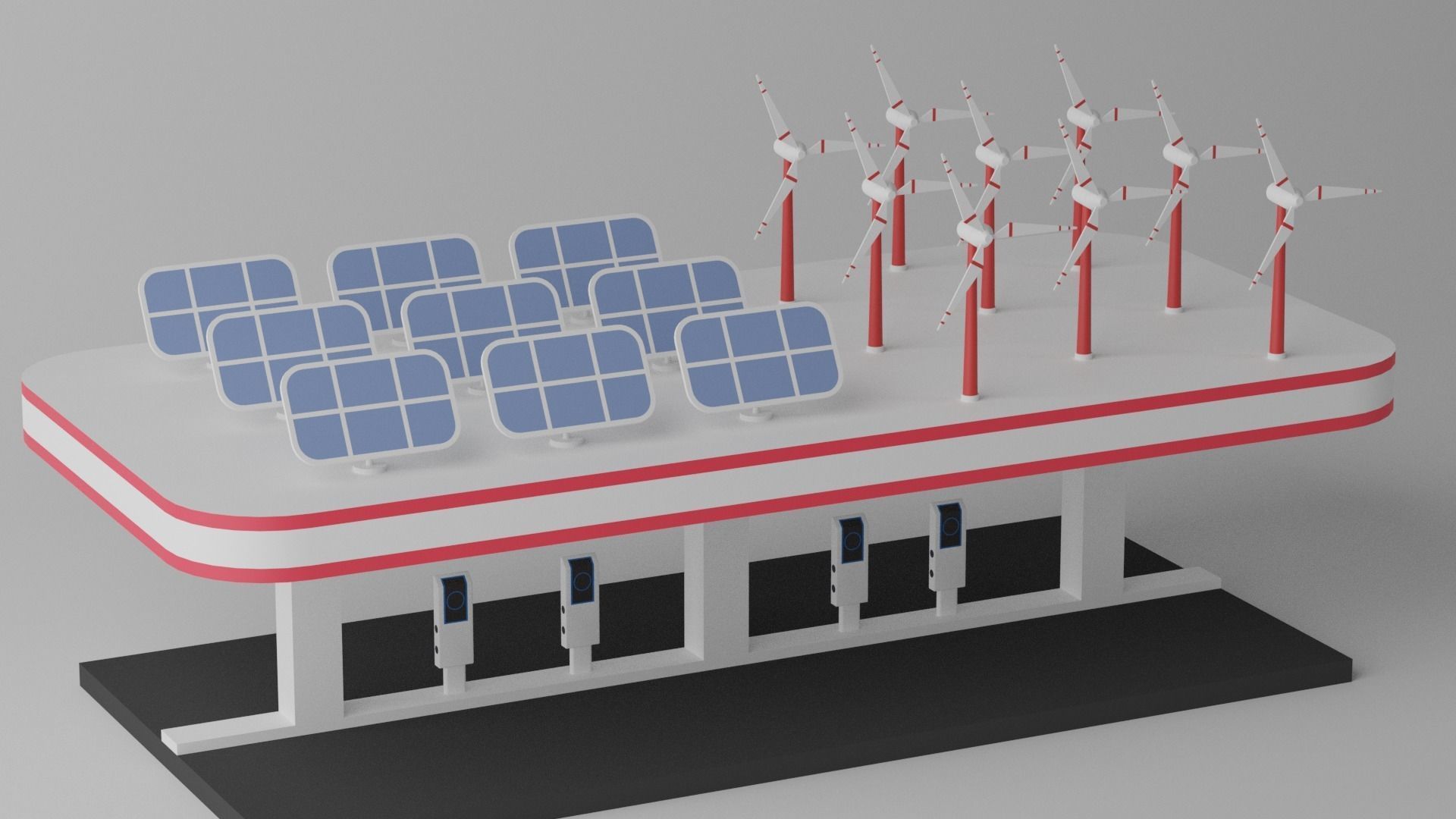 Green Energy EV Charging Station 3D model_3