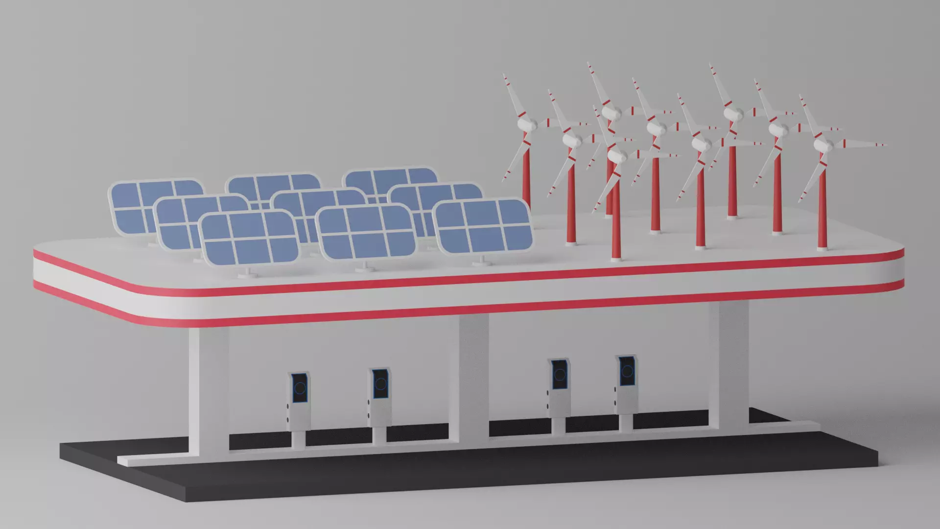 Green Energy EV Charging Station 3D model_0