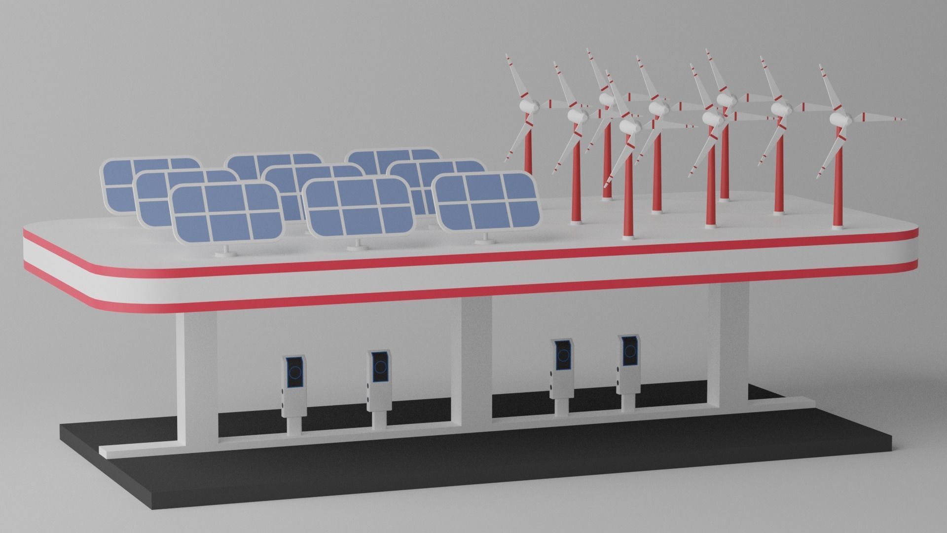 Green Energy EV Charging Station 3D model_1