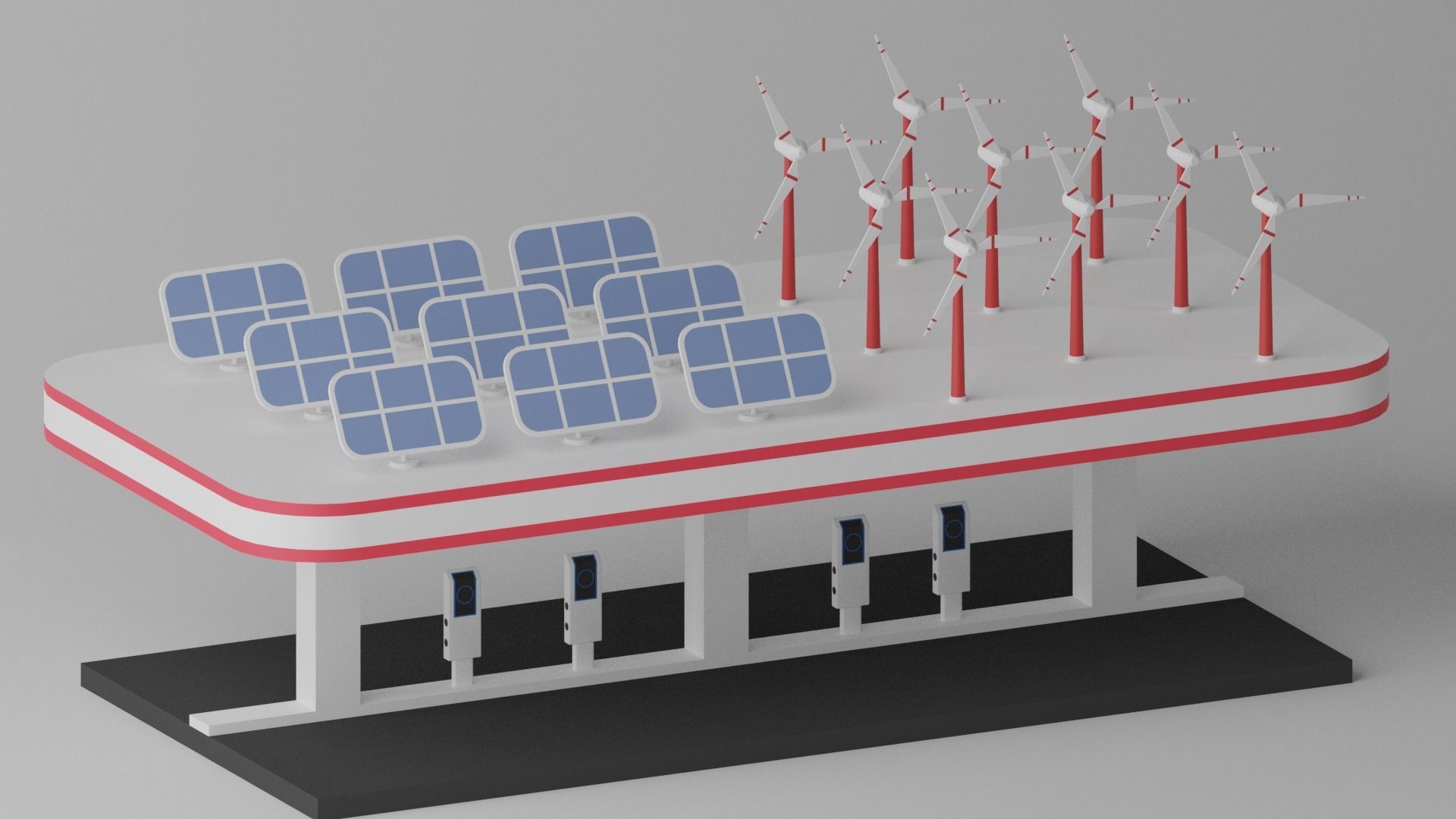 Green Energy EV Charging Station 3D model_2