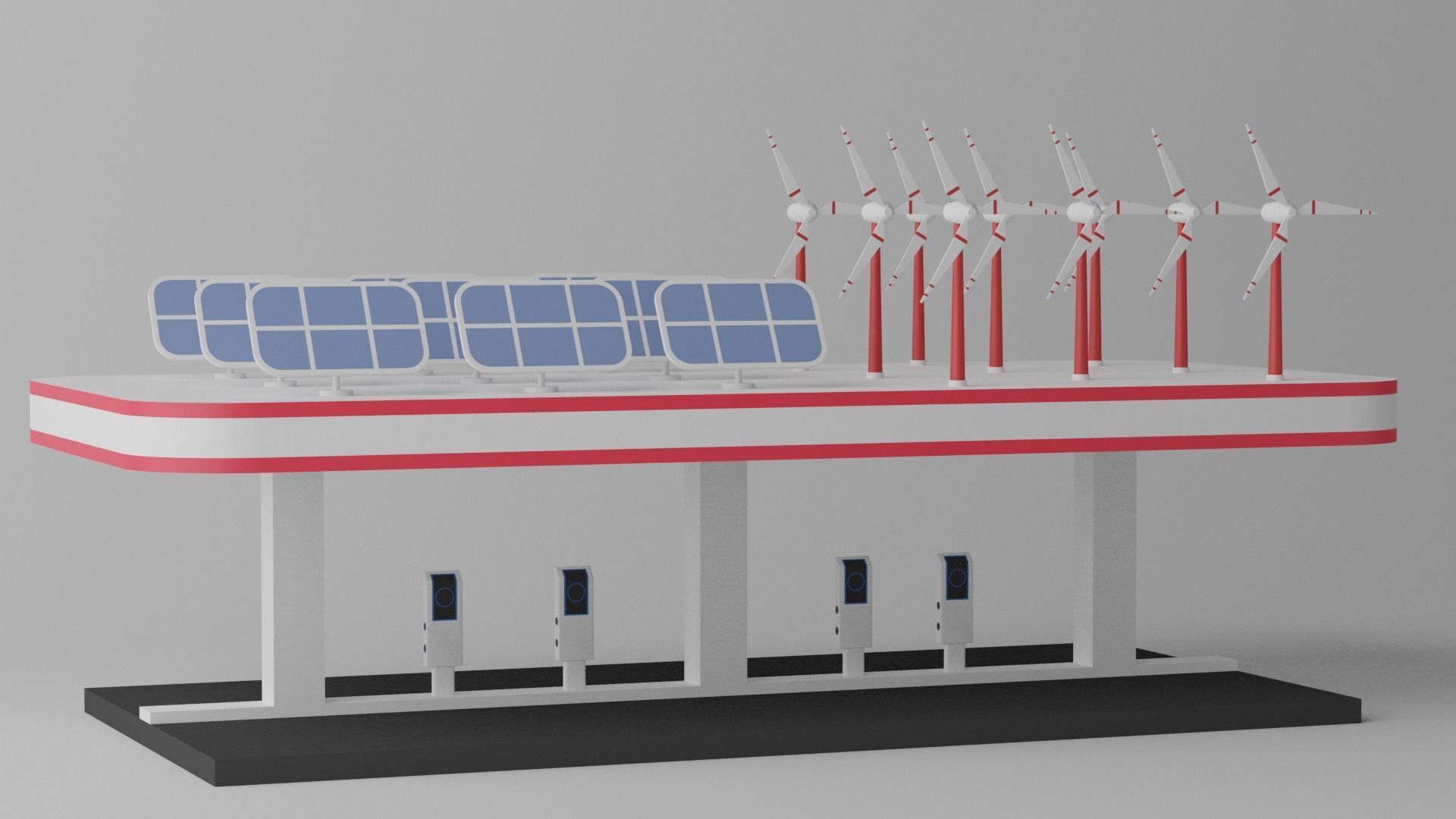 Green Energy EV Charging Station 3D model_5