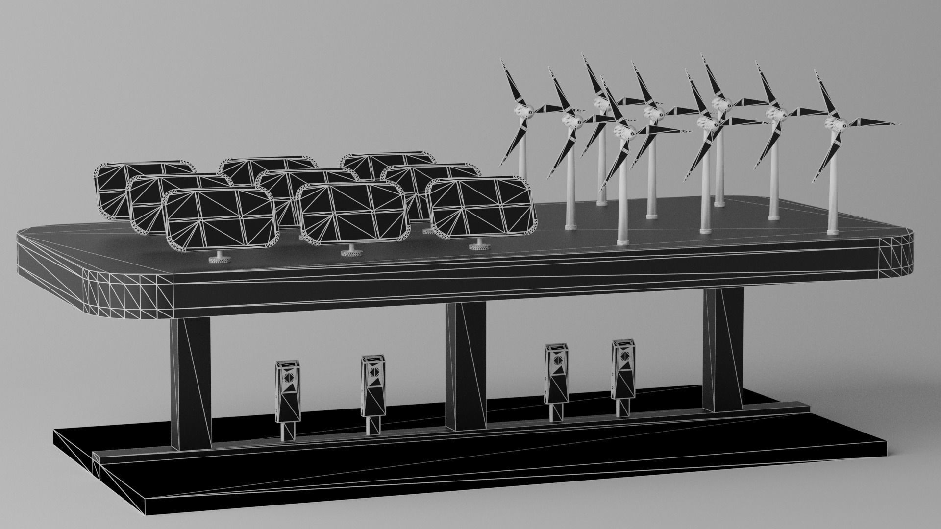 Green Energy EV Charging Station 3D model_8
