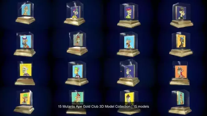 15 Mutants Ape Gold Club 3D Model Collection 