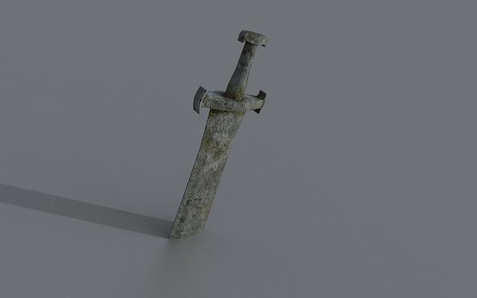 Stone sword Low-poly 3D model