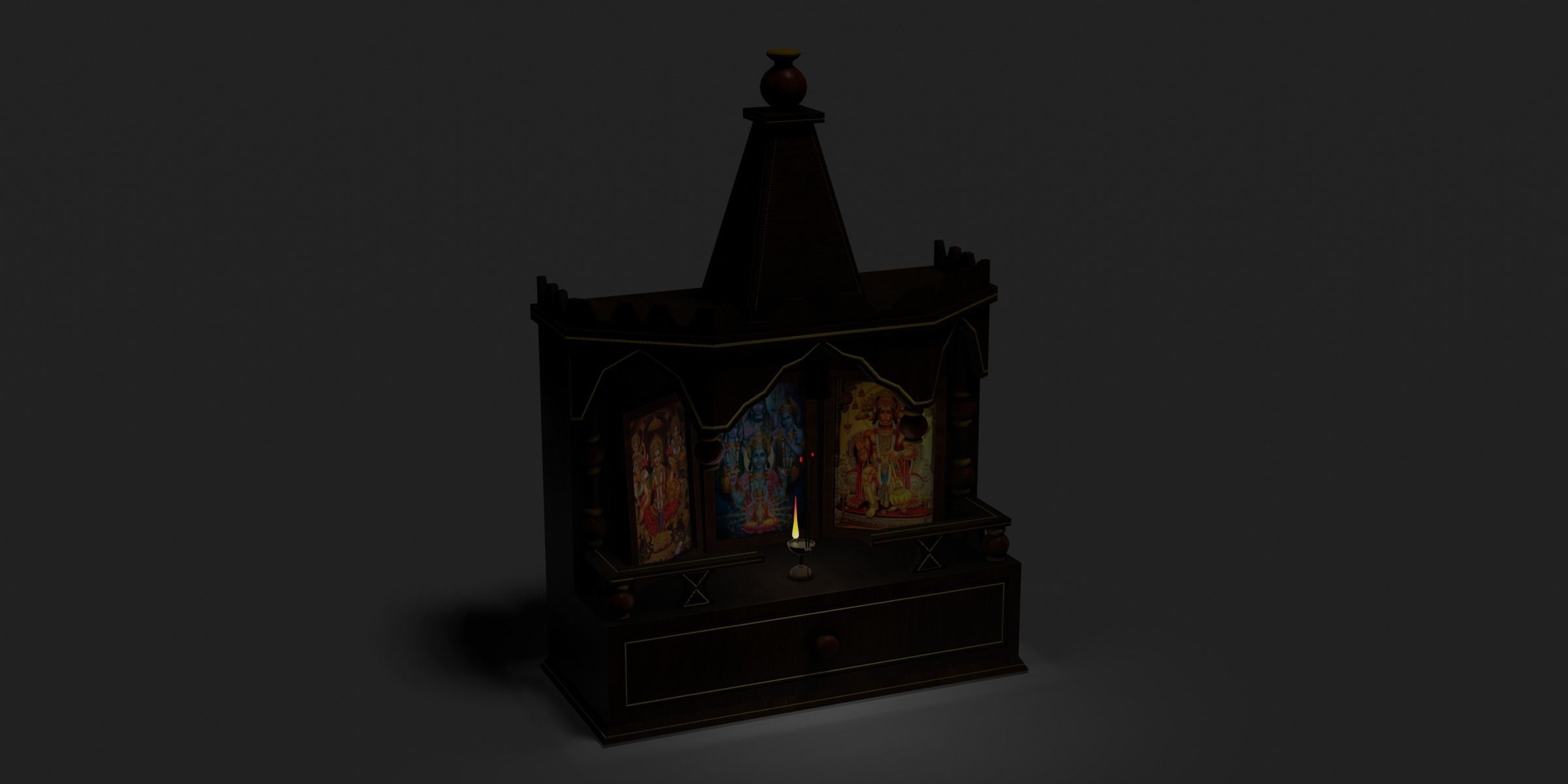 Wooden Temple Low-poly 3D model_8