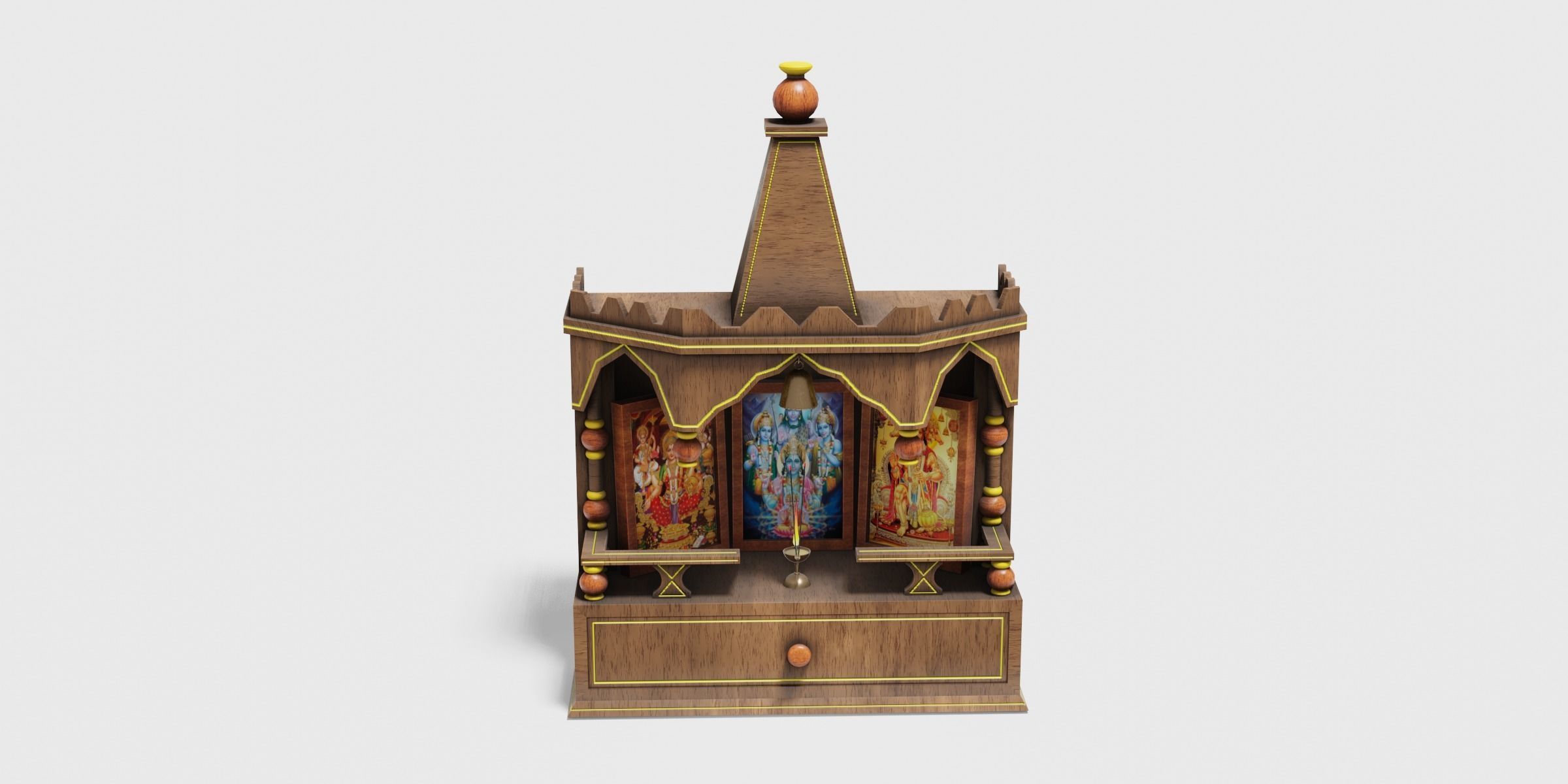 Wooden Temple Low-poly 3D model_2